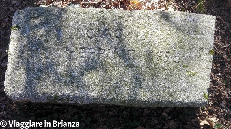 Panca in pietra commemorativa nel Bosco del Crocifisso del Parco della Brughiera Briantea