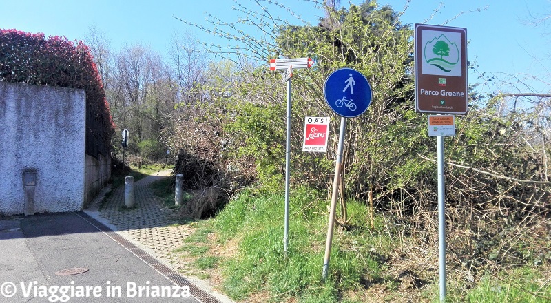 L'inizio della pista ciclabile 22 del Parco delle Groane