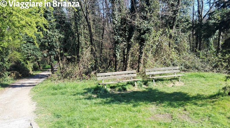 Panchine sulla pista ciclabile 22 del Parco delle Groane