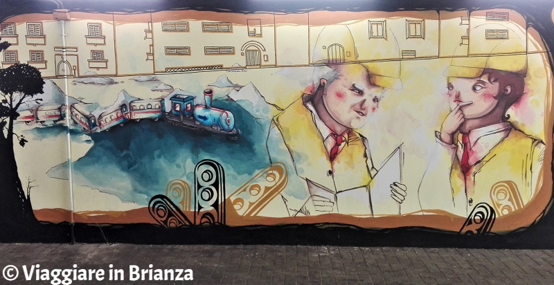 Murales a Seregno, gli ingegneri del Meccano della Freccia Azzurra