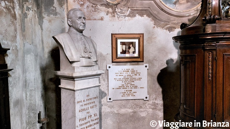 Il busto di Pio XI nella basilica di Desio