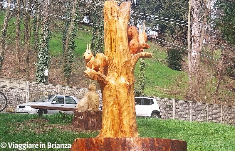 Cosa fare a Cabiate: le sculture con scoiattoli